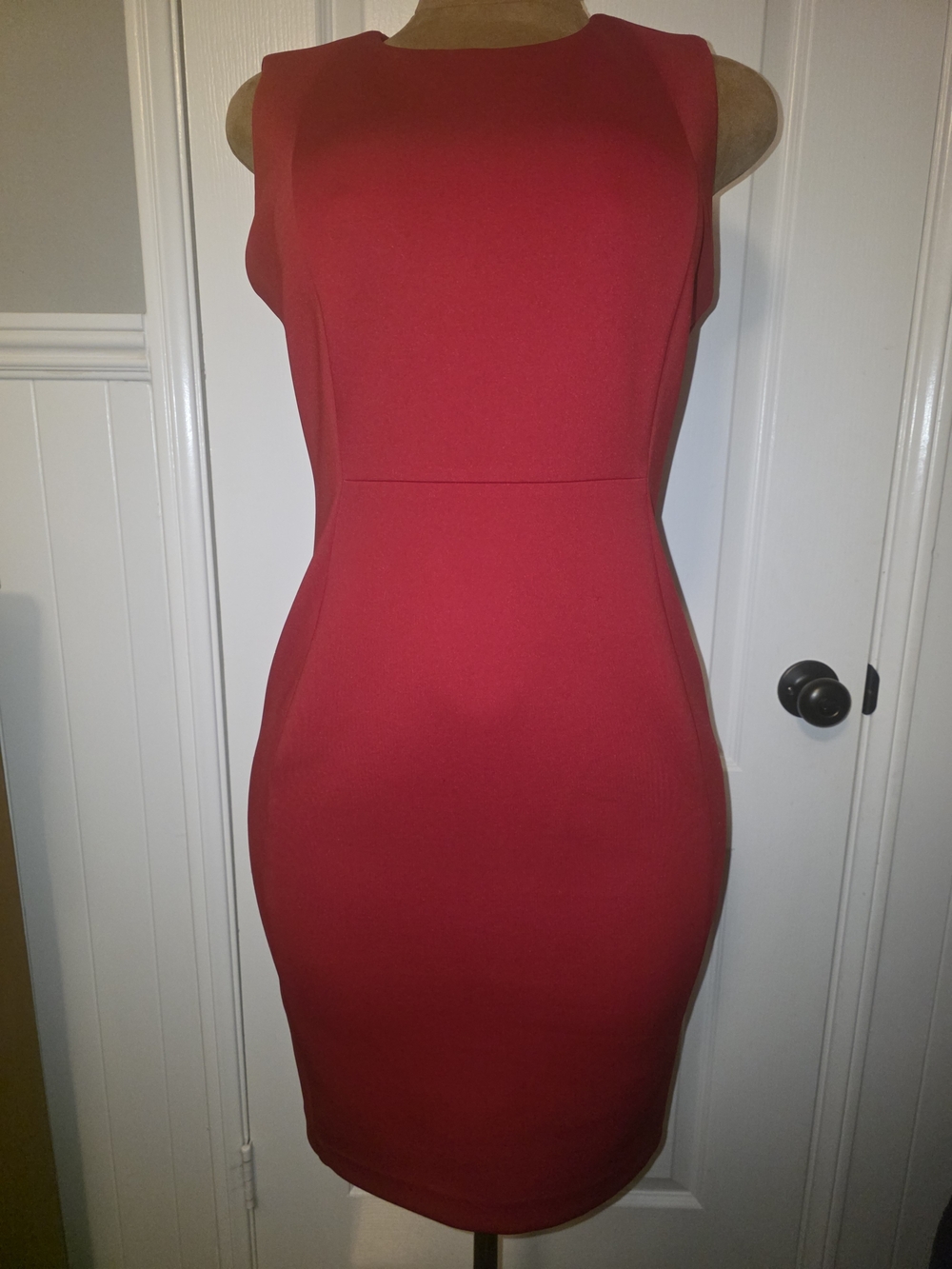 Calvin Klein Sleeveless Red Sheath Midi Dress